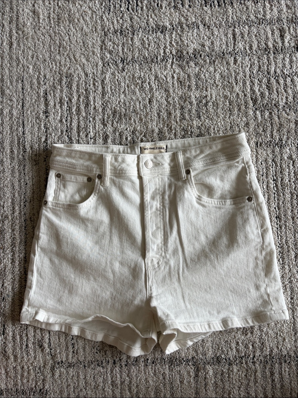 We The Free High-Rise White Denim Shorts